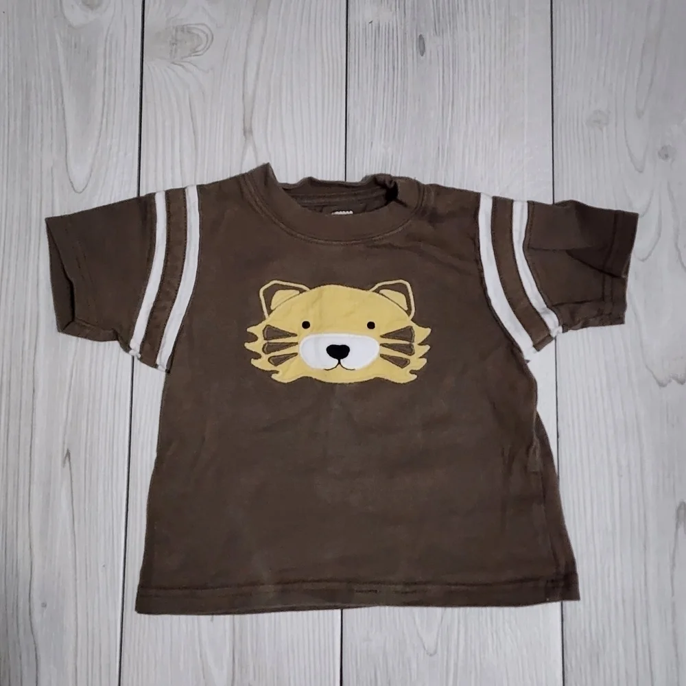 Gymboree Brown short sleeve Tee with Tiger Face Size 6-12 Mo